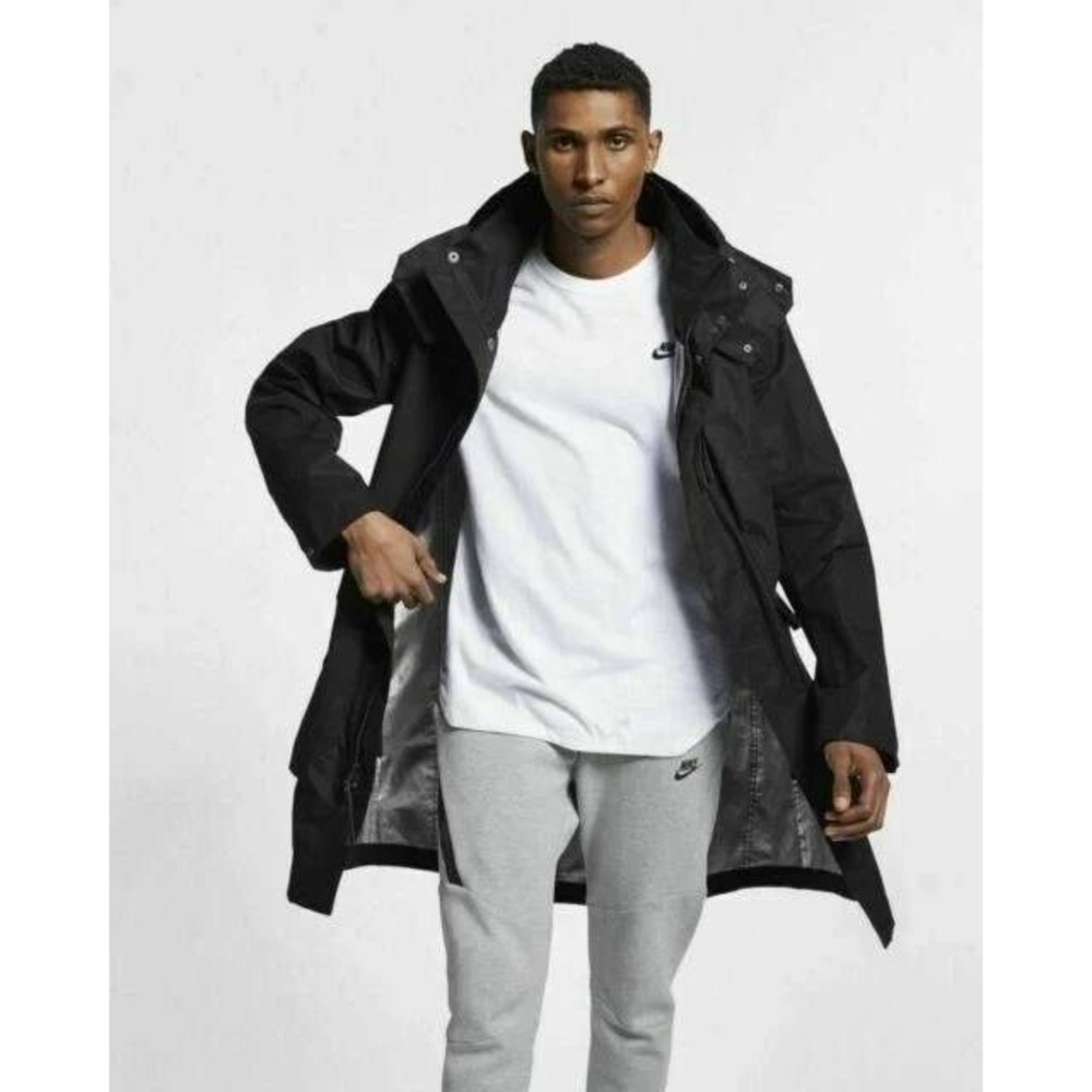 Nike Tech Pack Hooded Parka AR1542-010 Black Long Jacket Mens L $250 RARE